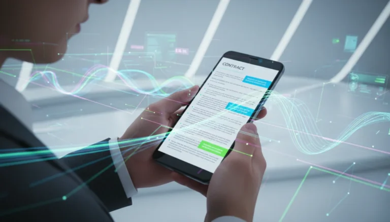 Person reviewing a complex smartphone contract on a device screen, highlighting clauses and potential hidden fees in 2026.