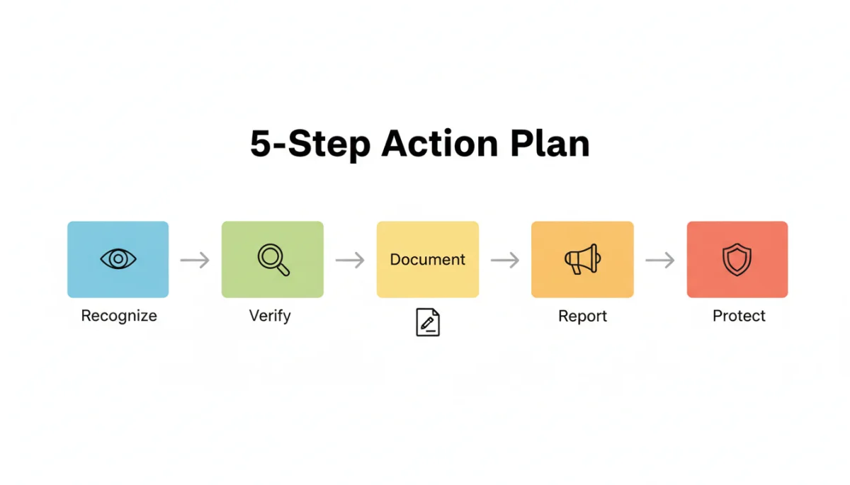 Flowchart of 5-step action plan against online scams