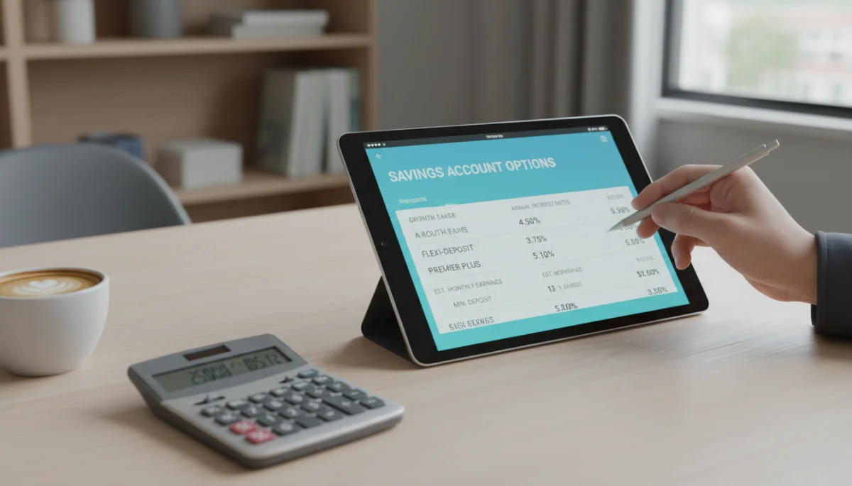 Person analyzing high-yield savings account options on a tablet