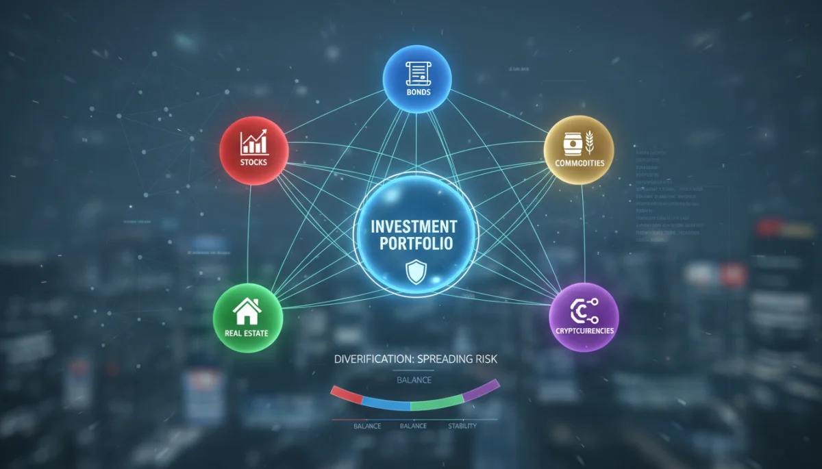 Diagram illustrating asset diversification across various investment classes.