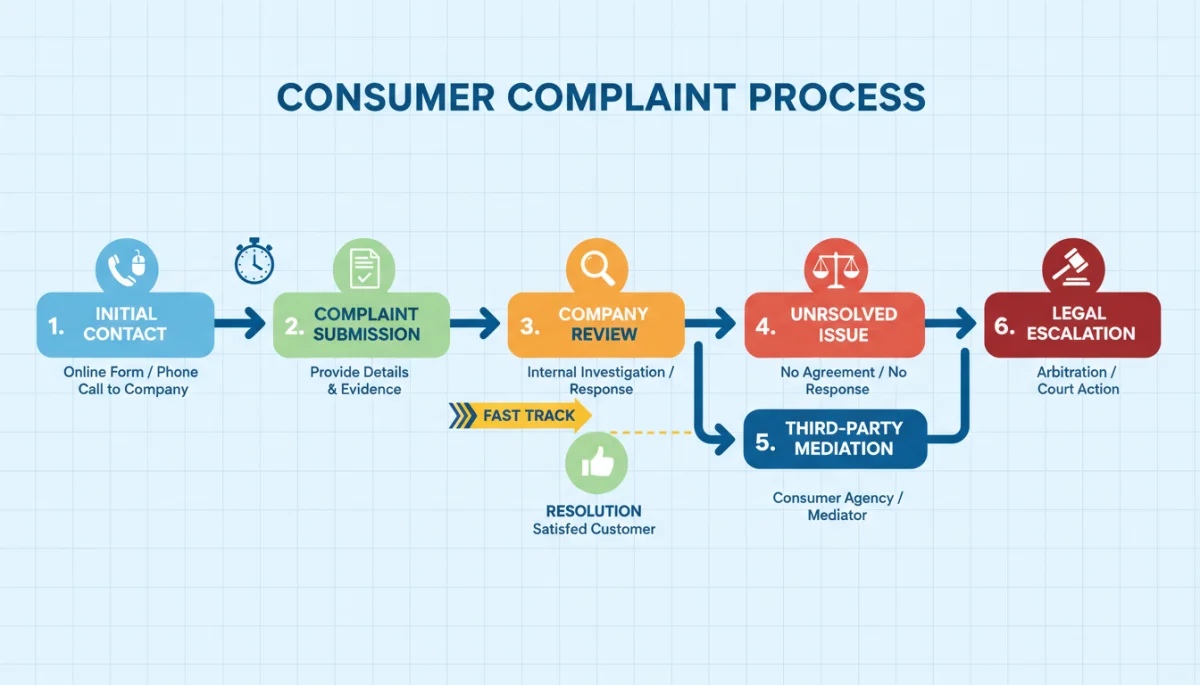 Flowchart of effective consumer complaint process steps
