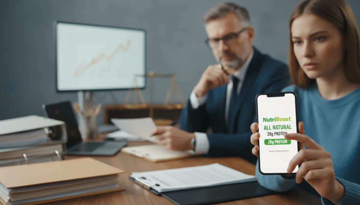 Consumer identifies misleading product claim on phone, legal review