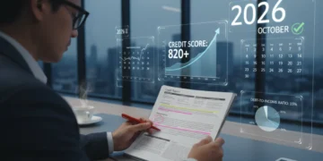 Woman reviewing credit report for errors