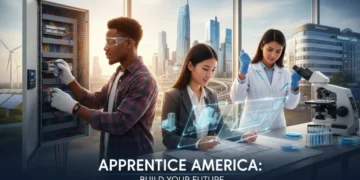 Diverse apprentices learning in various US industries in 2026
