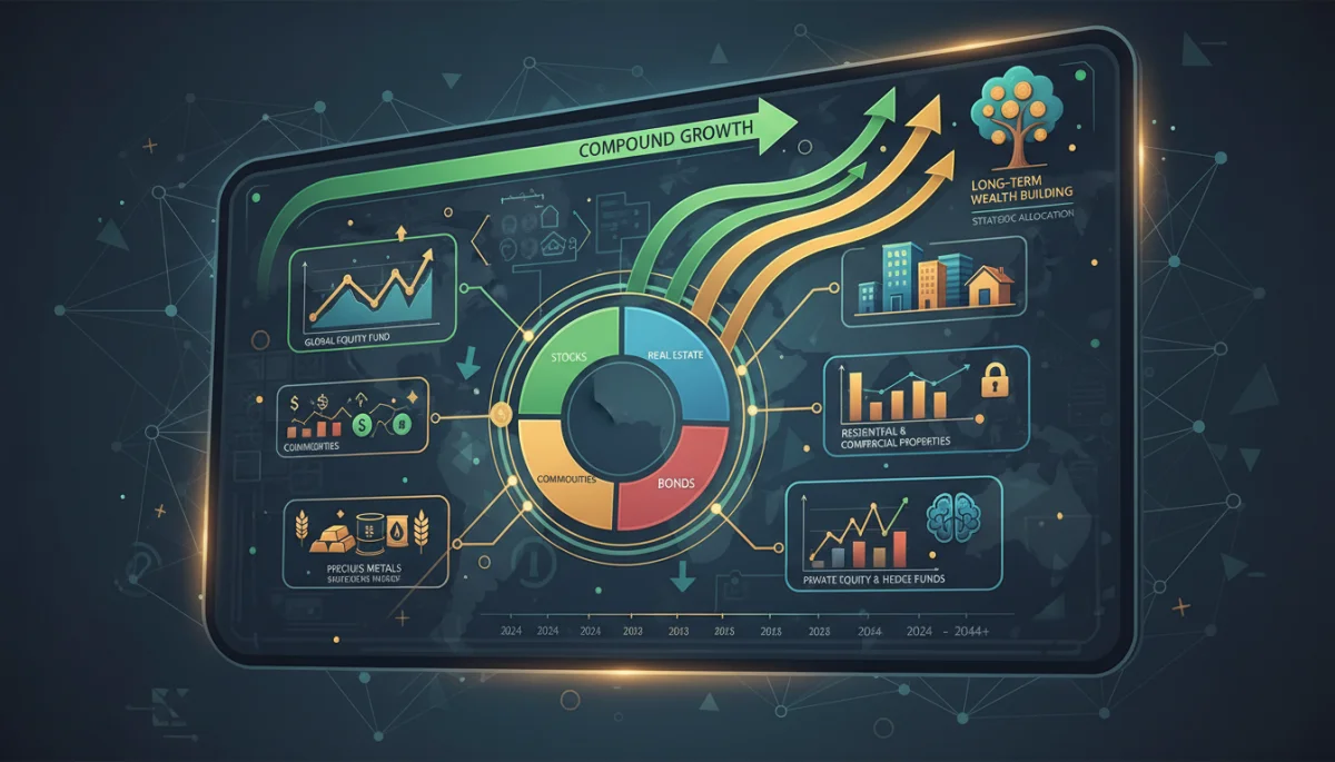 Complex financial portfolio illustrating diverse asset allocation