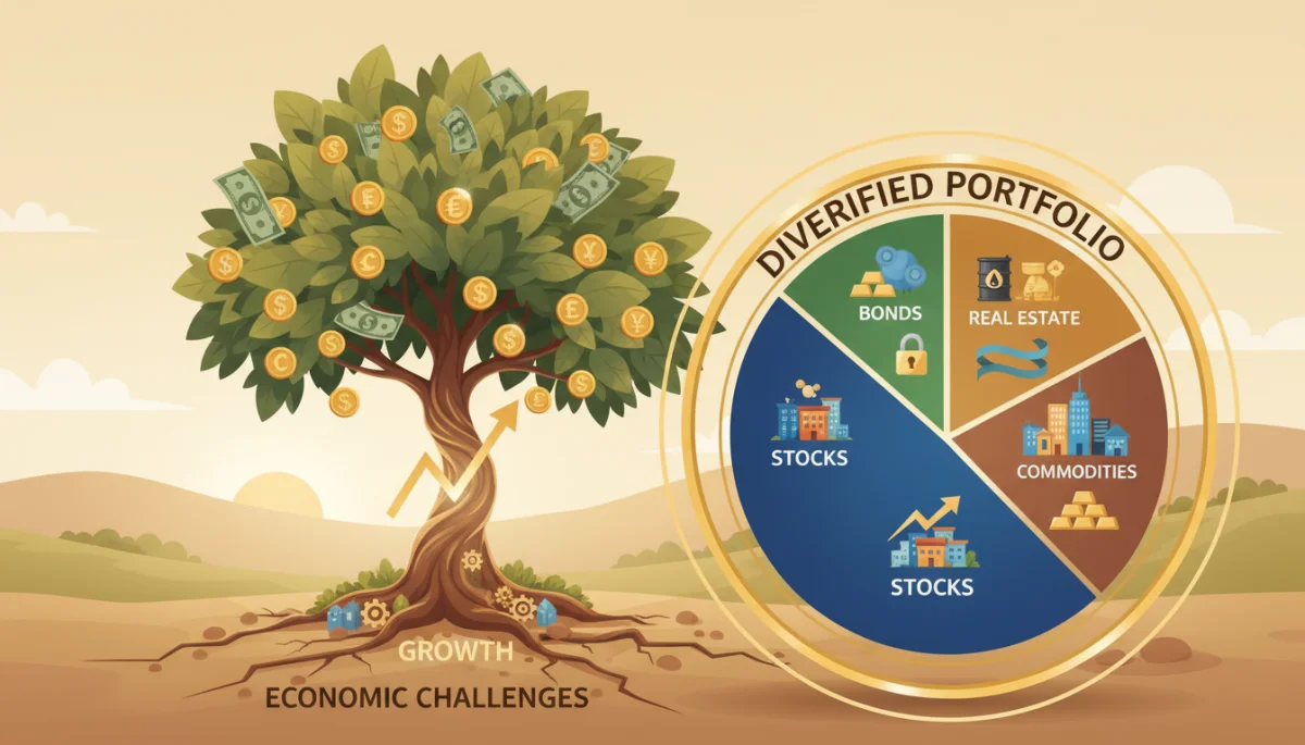 Diversified investment portfolio protecting savings from inflation