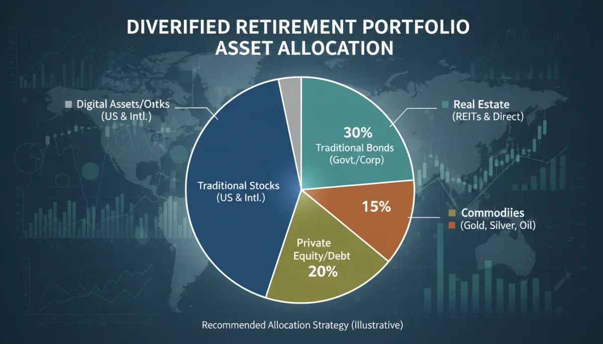 Diversified retirement portfolio with alternative investments