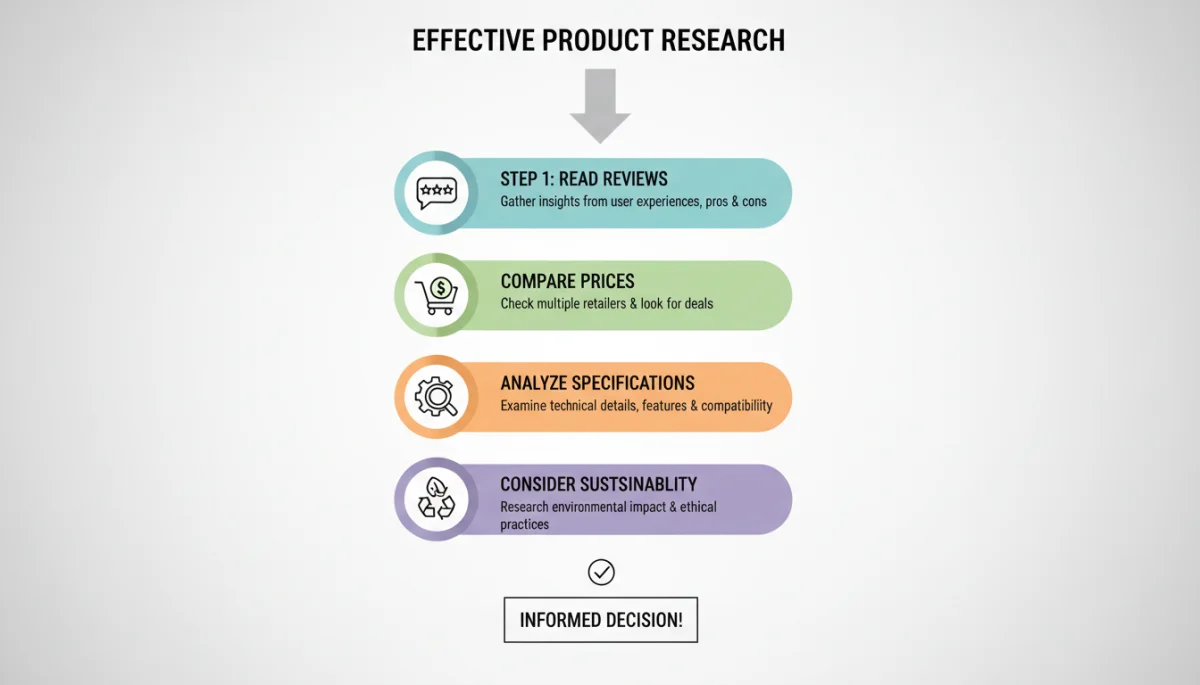 Infographic on effective product research steps for smart buying