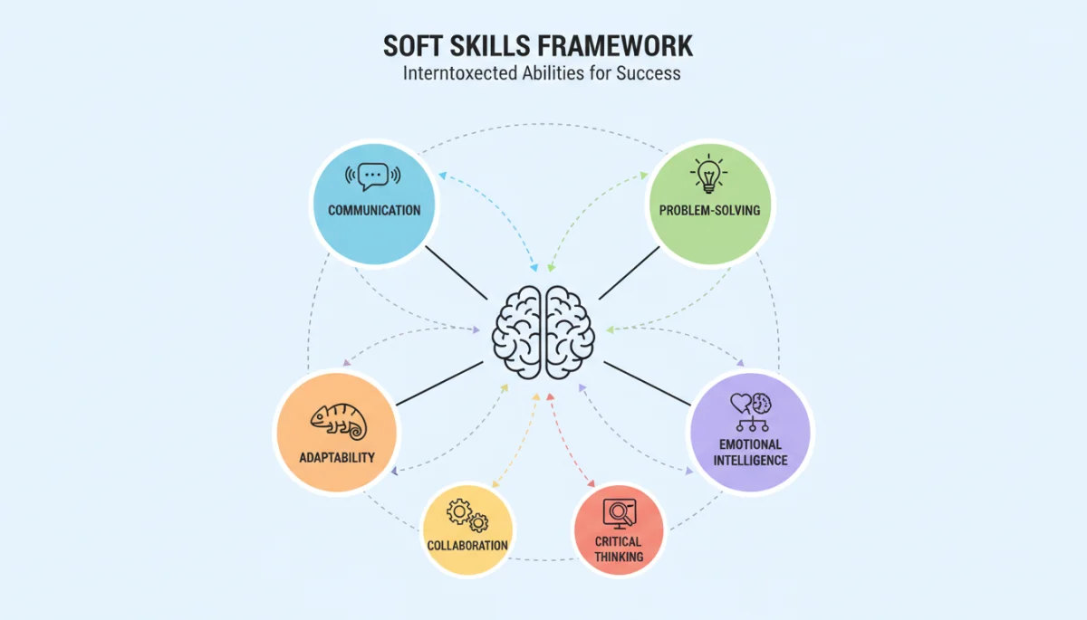 Infographic depicting essential soft skills for career success