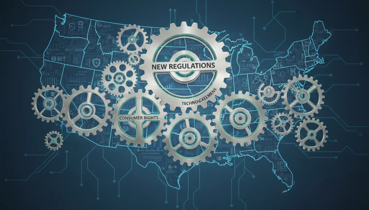 Interconnected gears symbolizing evolving consumer protection regulations and technology.