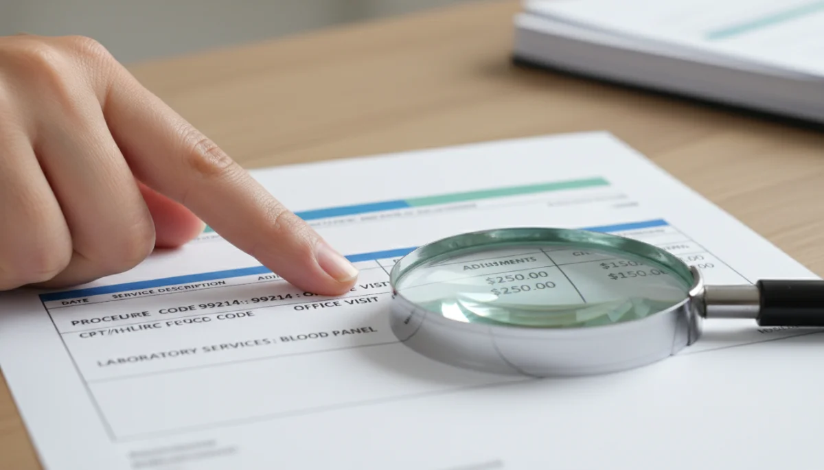 Examining a medical bill for billing errors and discrepancies