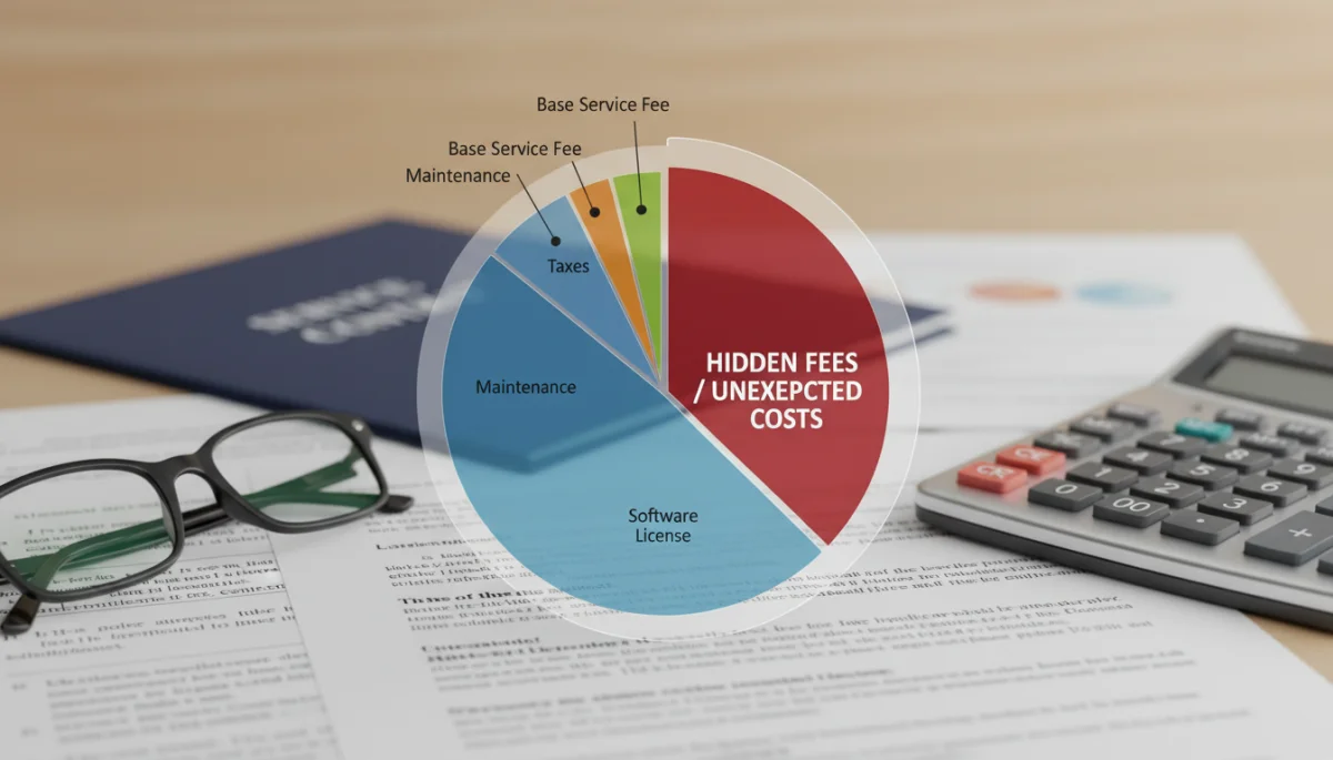 Pie chart illustrating hidden fees in service contracts