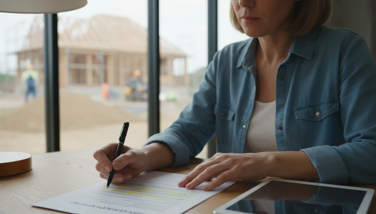 Homeowner reviewing renovation contract carefully.