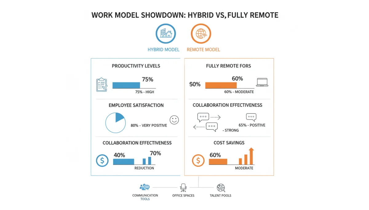 Data comparison of hybrid and fully remote work benefits