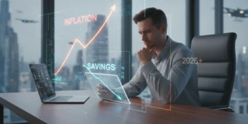 Person analyzing inflation's impact on personal savings with future projections