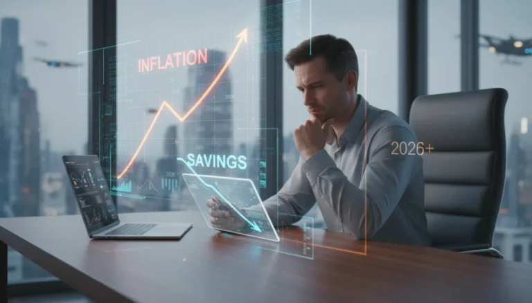 Person analyzing inflation's impact on personal savings with future projections