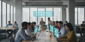 Professionals learning on online platforms in 2026, focused on career growth.