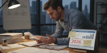 Person reviewing financial documents for 2026 tax changes