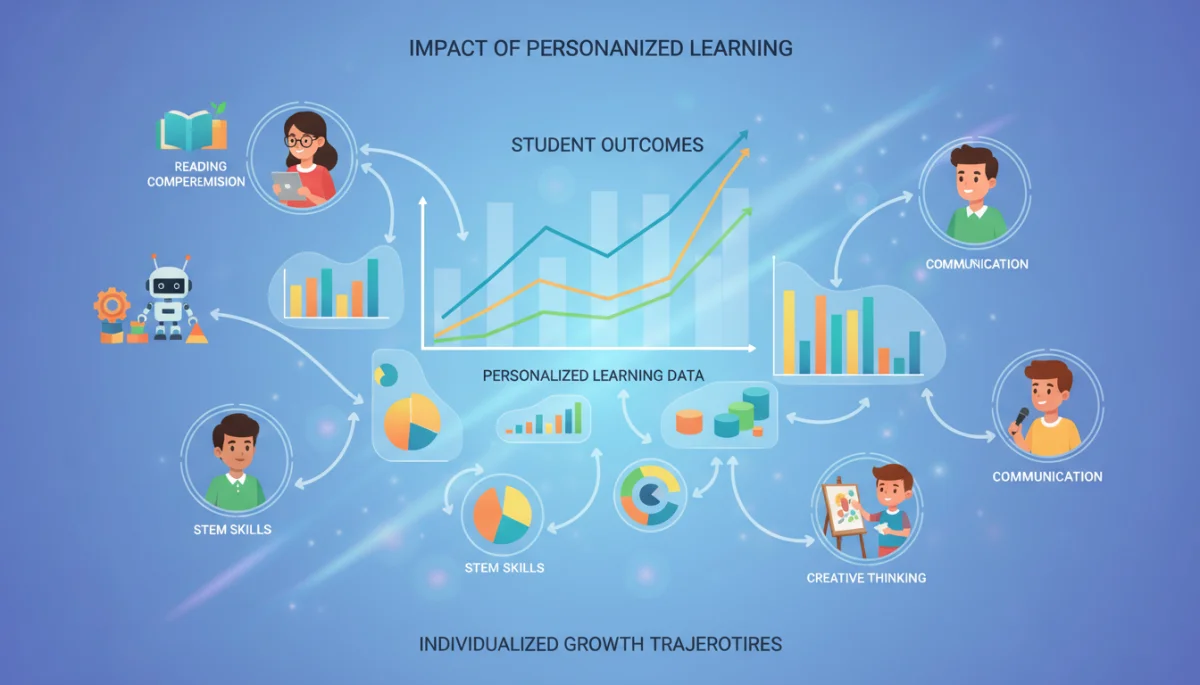 Data visualization showing positive student outcomes from personalized learning strategies.