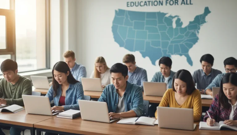 Students learning in a modern classroom, symbolizing state education grants