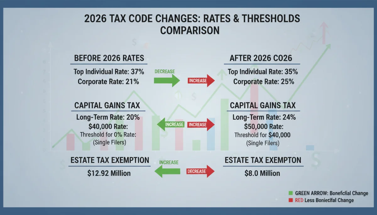 Infographic comparing tax rates before and after 2026 changes