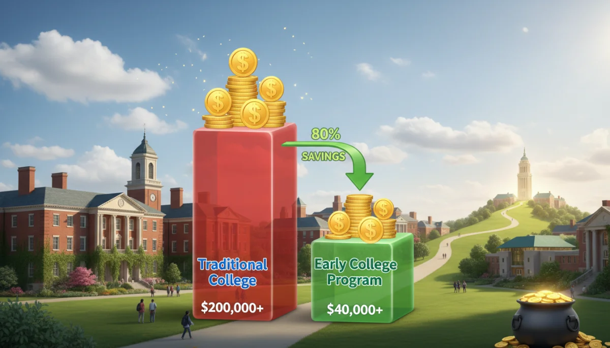Graph illustrating tuition savings through early college programs.