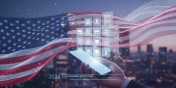 Illustration of US consumer protection laws affecting digital purchases in 2026