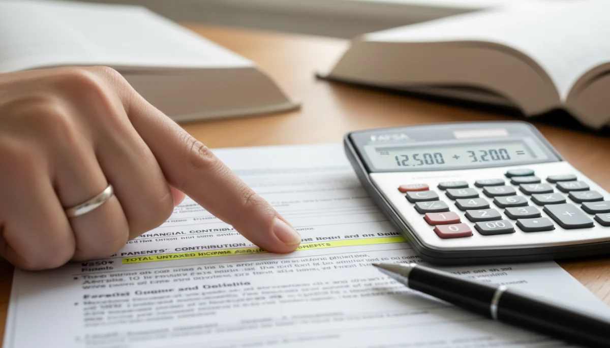 Hand pointing to a critical section on the FAFSA form.