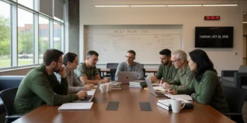 Veterans studying in a university library, utilizing education benefits for 2026 enrollment