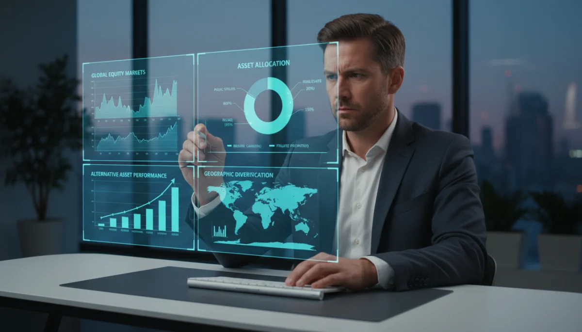 Investor analyzing alternative asset allocation on a digital dashboard