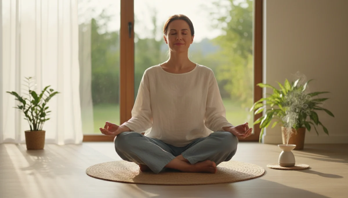 Mindful professional practicing stress reduction