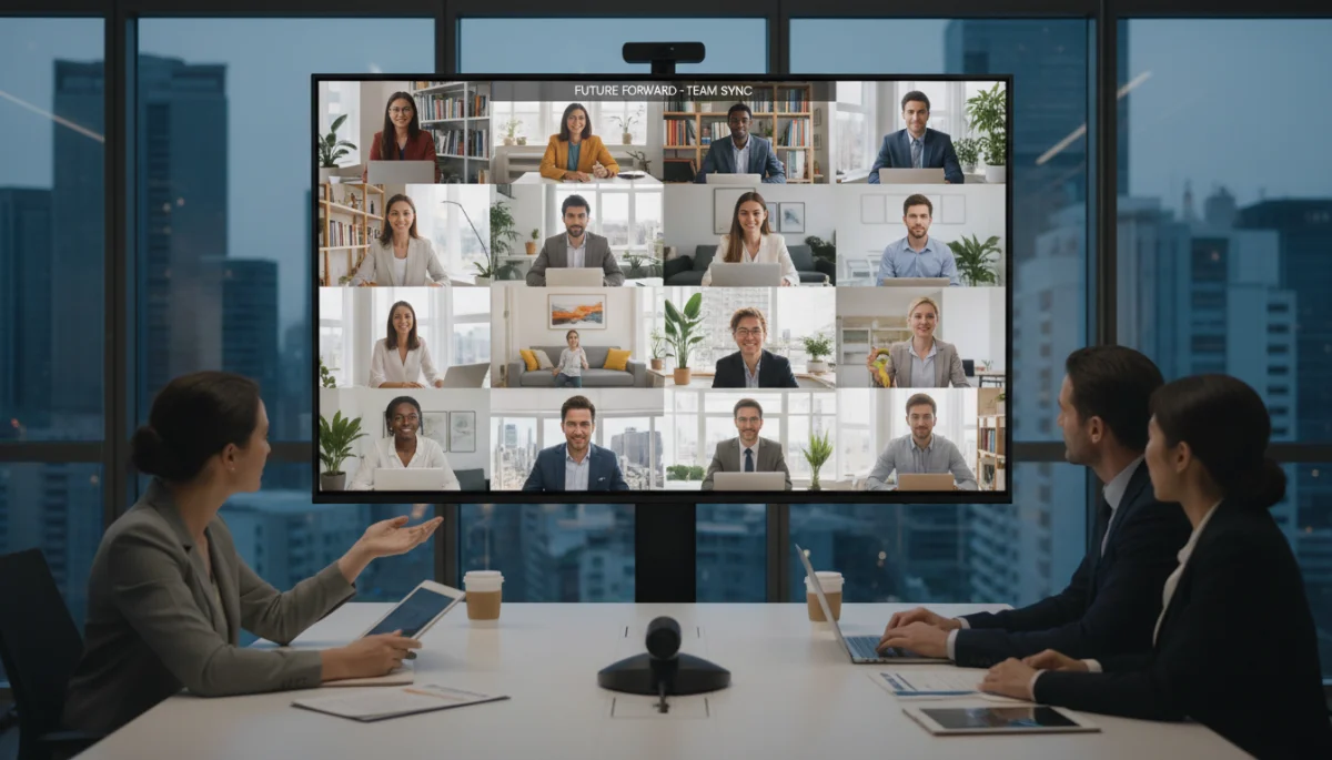 Diverse team collaborating virtually, showcasing remote work flexibility in the US